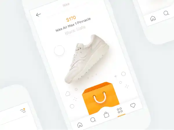 design de protótipo de app de comércio eletrônico