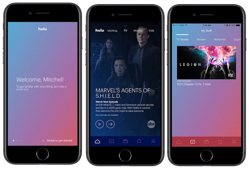 Onboarding en la aplicación Hulu