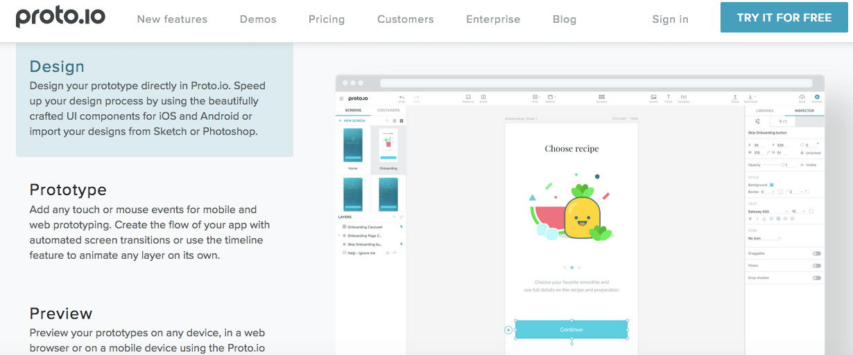 Prototipado en Proto.io